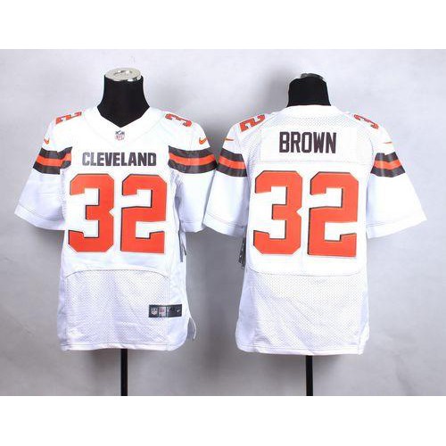 Nike Cleveland Browns #32 Jim Brown White Men’s Stitched NFL New Elite Jersey