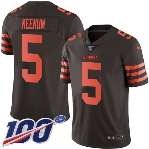 Nike Cleveland Browns #5 Case Keenum Brown Men’s Stitched NFL Limited Rush 100th Season Jersey