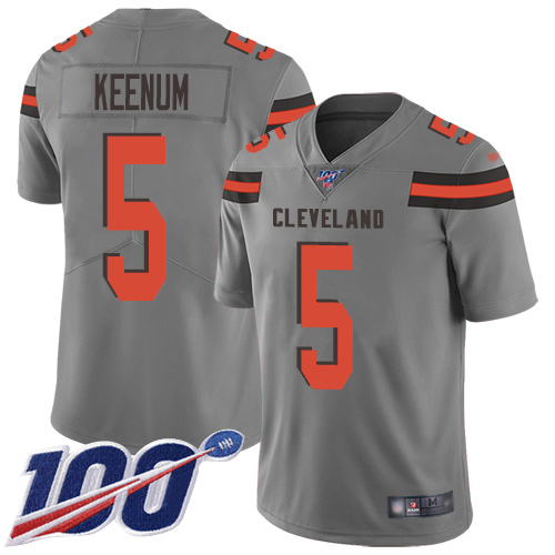 Nike Cleveland Browns #5 Case Keenum Gray Men’s Stitched NFL Limited Inverted Legend 100th Season Jersey
