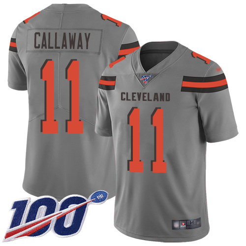 Nike Cleveland Browns #11 Antonio Callaway Gray Men’s Stitched NFL Limited Inverted Legend 100th Season Jersey