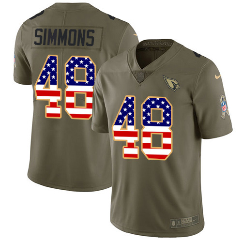Nike Arizona Cardinals #48 Isaiah Simmons Olive/USA Flag Men’s Stitched NFL Limited 2017 Salute To Service Jersey