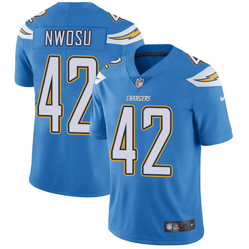Nike Los Angeles Chargers #42 Uchenna Nwosu Electric Blue Alternate Men’s Stitched NFL Vapor Untouchable Limited Jersey