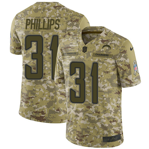 Nike Los Angeles Chargers #31 Adrian Phillips Camo Men’s Stitched NFL Limited 2018 Salute To Service Jersey