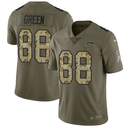 Nike Los Angeles Chargers #88 Virgil Green Olive/Camo Men’s Stitched NFL Limited 2017 Salute To Service Jersey
