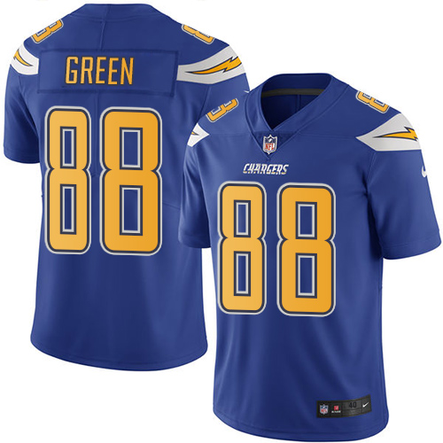 Nike Los Angeles Chargers #88 Virgil Green Electric Blue Men’s Stitched NFL Limited Rush Jersey