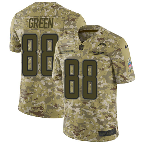 Nike Los Angeles Chargers #88 Virgil Green Camo Men’s Stitched NFL Limited 2018 Salute To Service Jersey