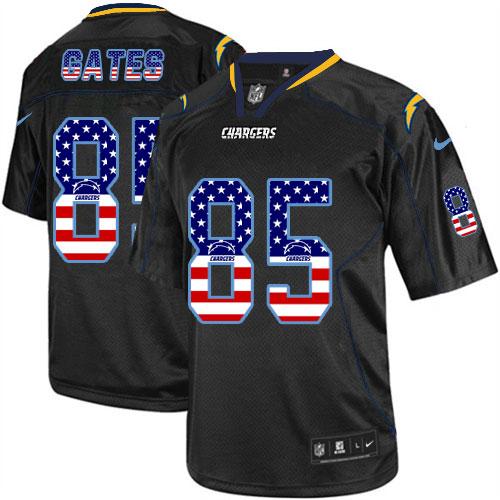 Nike Los Angeles Chargers #85 Antonio Gates Black Men’s Stitched NFL Elite USA Flag Fashion Jersey
