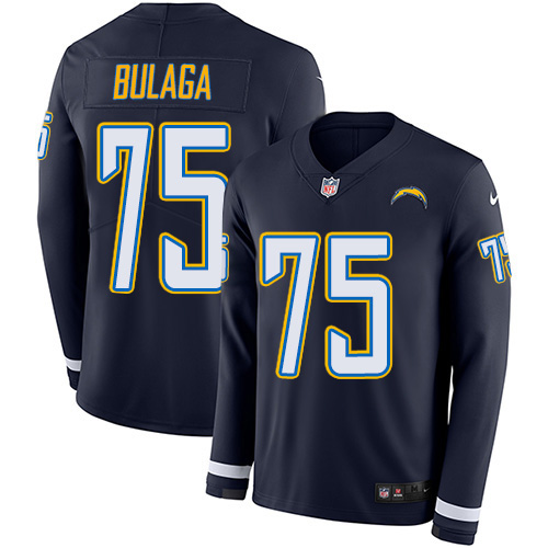 Nike Los Angeles Chargers #75 Bryan Bulaga Navy Blue Team Color Men’s Stitched NFL Limited Therma Long Sleeve Jersey