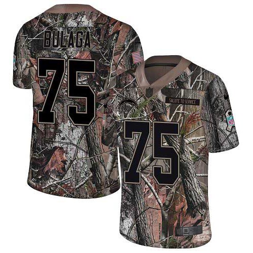 Nike Los Angeles Chargers No75 Bryan Bulaga Camo Women's Stitched NFL Limited Rush Realtree Jersey