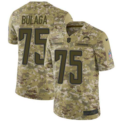 Nike Los Angeles Chargers #75 Bryan Bulaga Camo Men’s Stitched NFL Limited 2018 Salute To Service Jersey