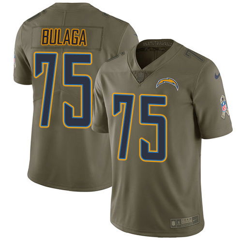 Nike Los Angeles Chargers #75 Bryan Bulaga Olive Men’s Stitched NFL Limited 2017 Salute To Service Jersey