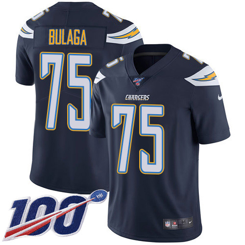 Nike Los Angeles Chargers No75 Bryan Bulaga Electric Blue Alternate Men's Stitched NFL 100th Season Vapor Untouchable Limited Jersey