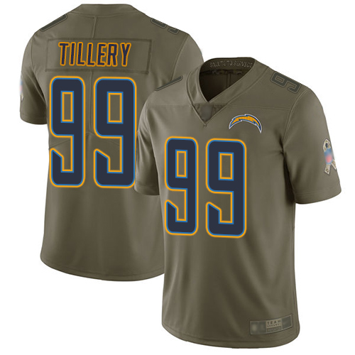 Nike Los Angeles Chargers #99 Jerry Tillery Olive Men’s Stitched NFL Limited 2017 Salute to Service Jersey