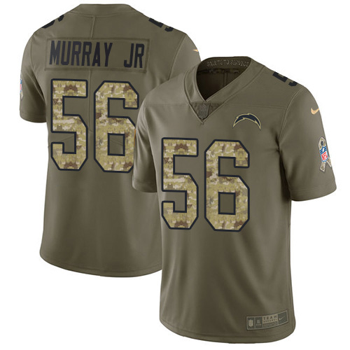 Nike Los Angeles Chargers #56 Kenneth Murray Jr Olive/Camo Men’s Stitched NFL Limited 2017 Salute To Service Jersey