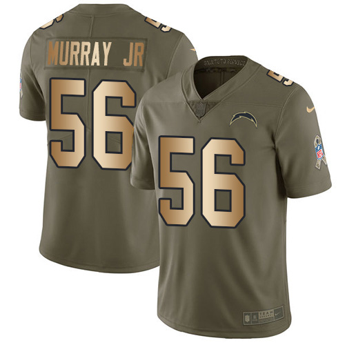 Nike Los Angeles Chargers #56 Kenneth Murray Jr Olive/Gold Men’s Stitched NFL Limited 2017 Salute To Service Jersey