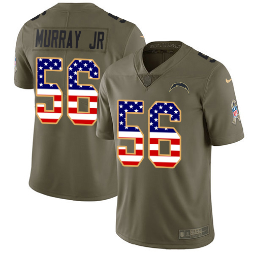Nike Los Angeles Chargers #56 Kenneth Murray Jr Olive/USA Flag Men’s Stitched NFL Limited 2017 Salute To Service Jersey