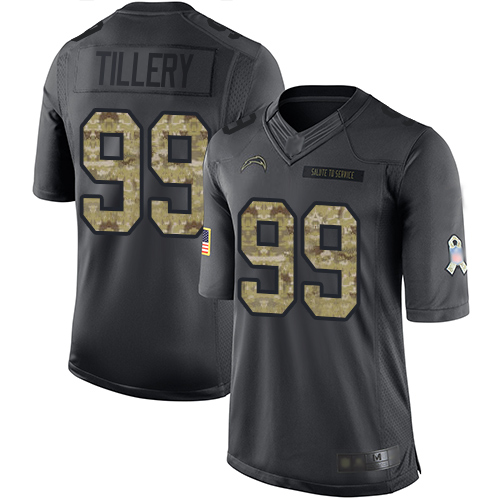 Nike Los Angeles Chargers #99 Jerry Tillery Black Men’s Stitched NFL Limited 2016 Salute to Service Jersey