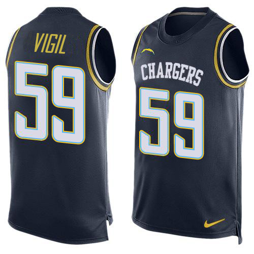 Nike Los Angeles Chargers #59 Nick Vigil Navy Blue Team Color Men’s Stitched NFL Limited Tank Top Jersey