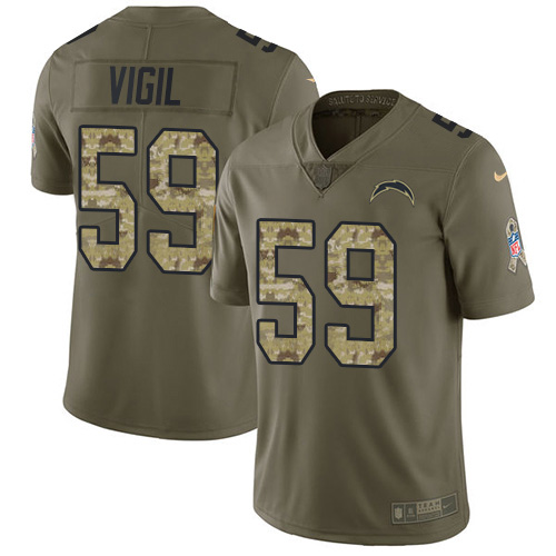 Nike Los Angeles Chargers #59 Nick Vigil Olive/Camo Men’s Stitched NFL Limited 2017 Salute To Service Jersey