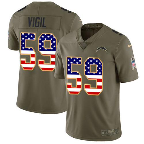 Nike Los Angeles Chargers #59 Nick Vigil Olive/USA Flag Men’s Stitched NFL Limited 2017 Salute To Service Jersey