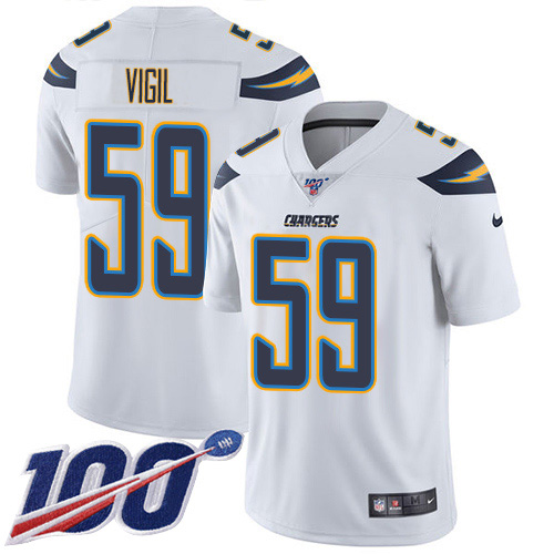Nike Los Angeles Chargers #59 Nick Vigil White Men’s Stitched NFL 100th Season Vapor Untouchable Limited Jersey