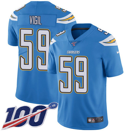 Nike Los Angeles Chargers #59 Nick Vigil Electric Blue Alternate Men’s Stitched NFL 100th Season Vapor Untouchable Limited Jersey