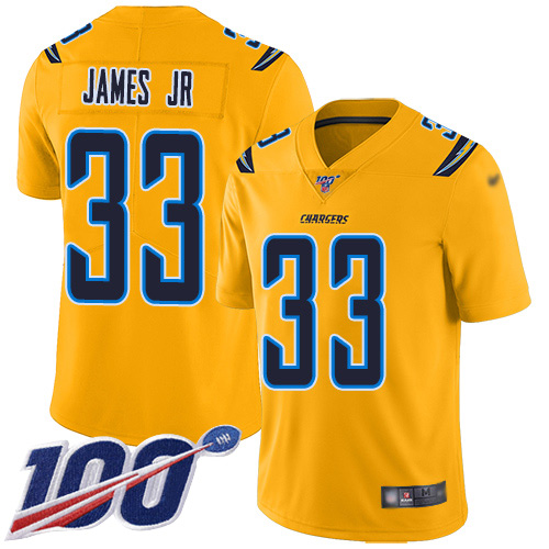 Nike Los Angeles Chargers #33 Derwin James Jr Gold Men’s Stitched NFL Limited Inverted Legend 100th Season Jersey
