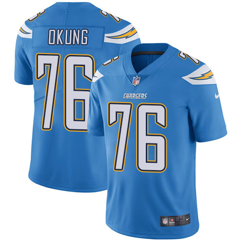 Nike Los Angeles Chargers #76 Russell Okung Electric Blue Alternate Men’s Stitched NFL Vapor Untouchable Limited Jersey