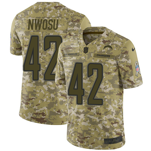 Nike Los Angeles Chargers #42 Uchenna Nwosu Camo Men’s Stitched NFL Limited 2018 Salute To Service Jersey