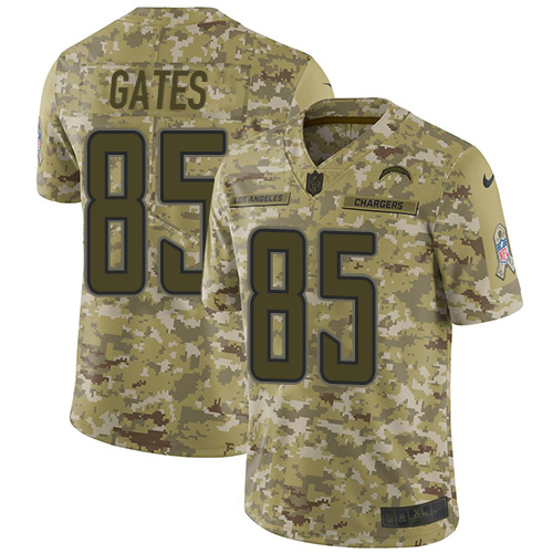 Nike Los Angeles Chargers #85 Antonio Gates Camo Men’s Stitched NFL Limited 2018 Salute To Service Jersey