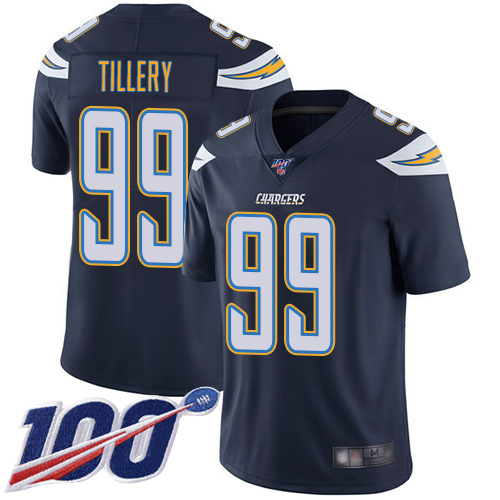 Nike Los Angeles Chargers #99 Jerry Tillery Navy Blue Team Color Men’s Stitched NFL 100th Season Vapor Limited Jersey