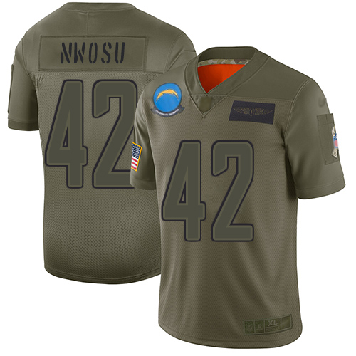 Nike Los Angeles Chargers #42 Uchenna Nwosu Camo Men’s Stitched NFL Limited 2019 Salute To Service Jersey