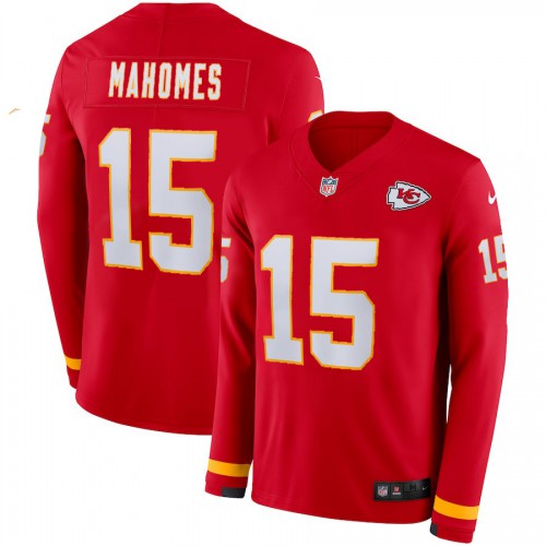 Men’s Kansas City Chiefs #15 Patrick Mahomes Red Team Color Men’s Stitched NFL Limited Therma Long Sleeve Jersey