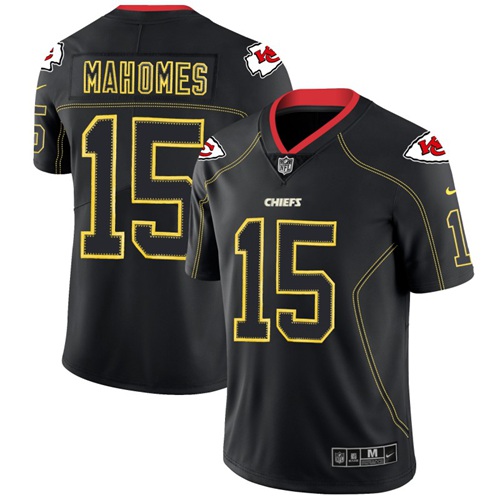 Nike Kansas City Chiefs #15 Patrick Mahomes Lights Out Black Men’s Stitched NFL Limited Rush Jersey