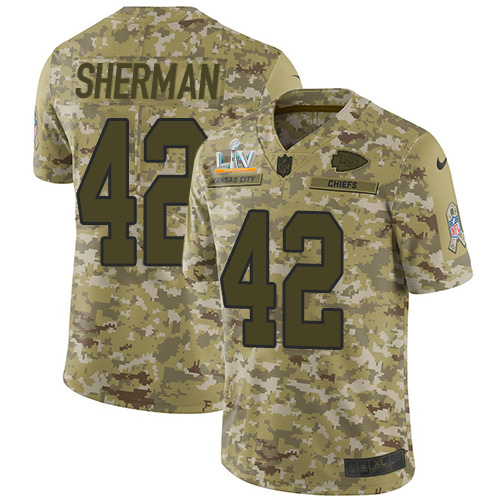 Nike Kansas City Chiefs #42 Anthony Sherman Camo Men’s Super Bowl LV Bound Stitched NFL Limited 2018 Salute To Service Jersey