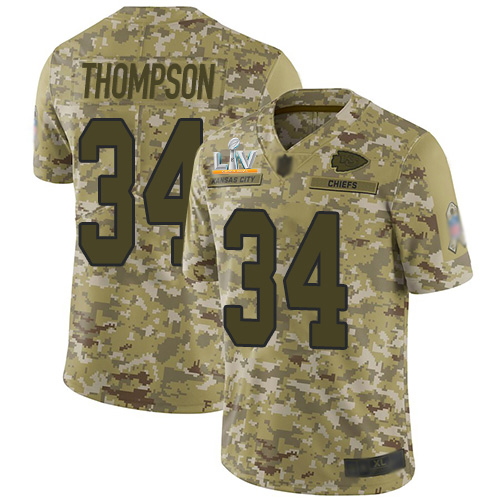Nike Kansas City Chiefs No34 Darwin Thompson Camo Super Bowl LIV 2020 Men's Stitched NFL Limited 2018 Salute To Service Jersey