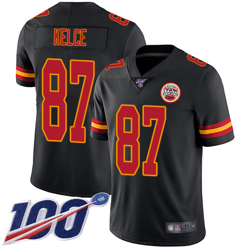 Nike Kansas City Chiefs #87 Travis Kelce Black Men’s Stitched NFL Limited Rush 100th Season Jersey