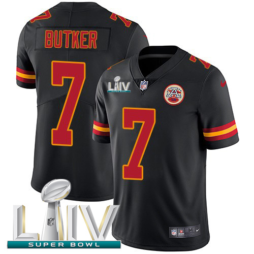Nike Kansas City Chiefs #7 Harrison Butker Black Super Bowl LIV 2020 Men’s Stitched NFL Limited Rush Jersey