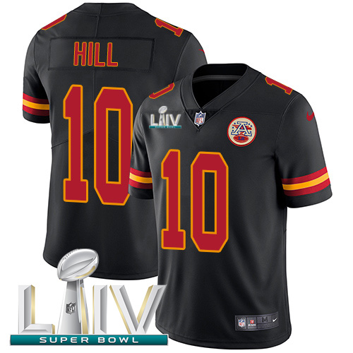 Nike Kansas City Chiefs #10 Tyreek Hill Black Super Bowl LIV 2020 Men’s Stitched NFL Limited Rush Jersey