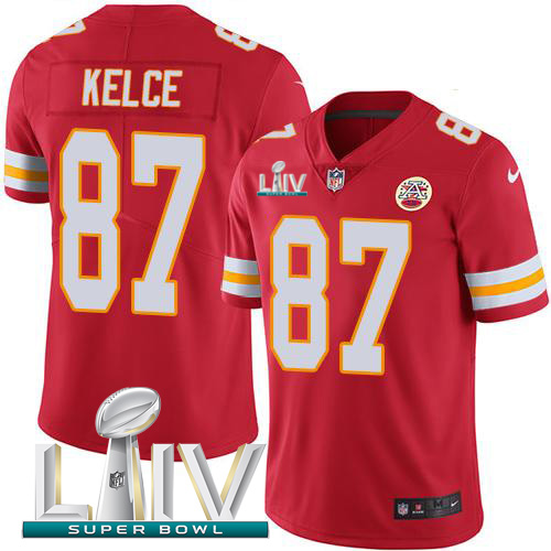 Nike Kansas City Chiefs #87 Travis Kelce Red Super Bowl LIV 2020 Team Color Men’s Stitched NFL Vapor Untouchable Limited Jersey