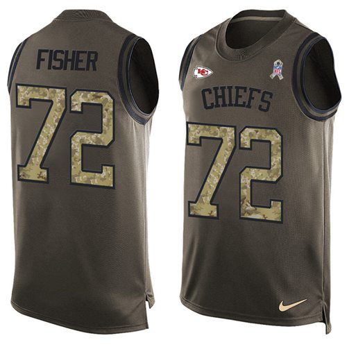 Nike Kansas City Chiefs #72 Eric Fisher Green Men’s Stitched NFL Limited Salute To Service Tank Top Jersey