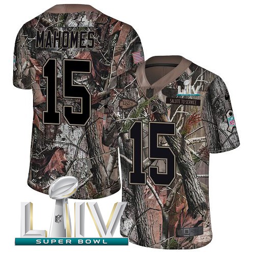 Nike Kansas City Chiefs #15 Patrick Mahomes Camo Super Bowl LIV 2020 Men’s Stitched NFL Limited Rush Realtree Jersey