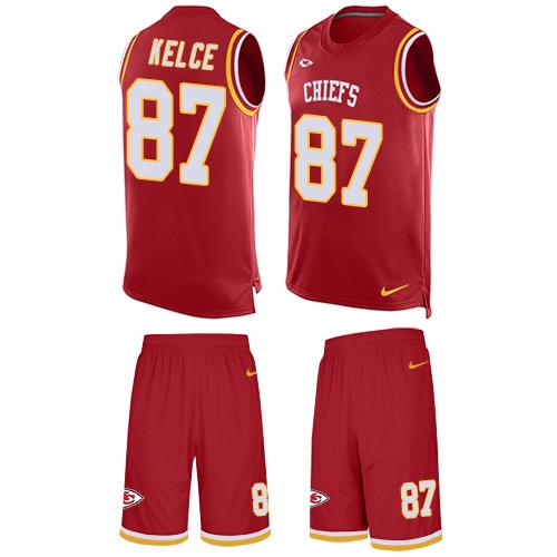 Nike Kansas City Chiefs #87 Travis Kelce Red Team Color Men’s Stitched NFL Limited Tank Top Suit Jersey