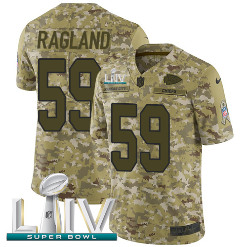 Nike Kansas City Chiefs #59 Reggie Ragland Camo Super Bowl LIV 2020 Men’s Stitched NFL Limited 2018 Salute To Service Jersey