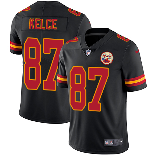 Nike Kansas City Chiefs #87 Travis Kelce Black Men’s Stitched NFL Limited Rush Jersey