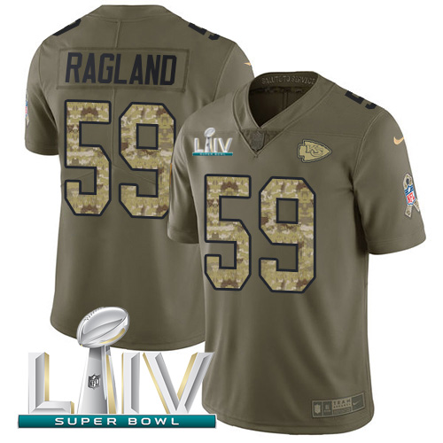 Nike Kansas City Chiefs #59 Reggie Ragland Olive/Camo Super Bowl LIV 2020 Men’s Stitched NFL Limited 2017 Salute To Service Jersey