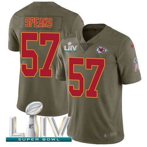 Nike Kansas City Chiefs #57 Breeland Speaks Olive Super Bowl LIV 2020 Men’s Stitched NFL Limited 2017 Salute To Service Jersey