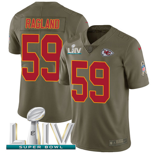 Nike Kansas City Chiefs #59 Reggie Ragland Olive Super Bowl LIV 2020 Men’s Stitched NFL Limited 2017 Salute To Service Jersey