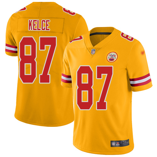 Nike Kansas City Chiefs #87 Travis Kelce Gold Men’s Stitched NFL Limited Inverted Legend Jersey