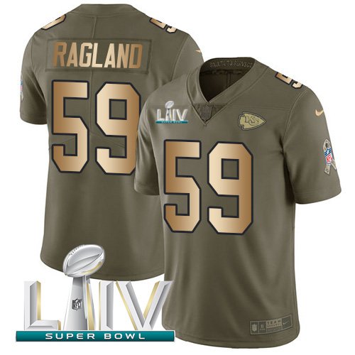 Nike Kansas City Chiefs #59 Reggie Ragland Olive/Gold Super Bowl LIV 2020 Men’s Stitched NFL Limited 2017 Salute To Service Jersey